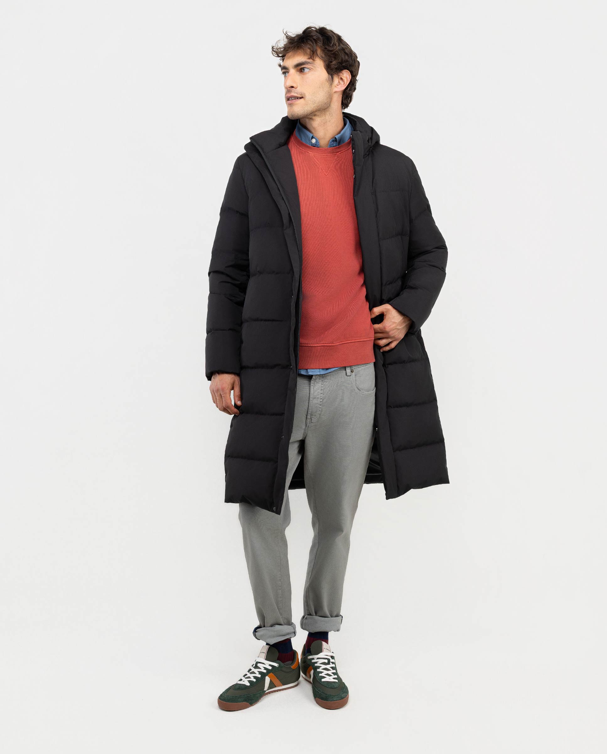 Abrigo de Plumas Extra Largo Negro