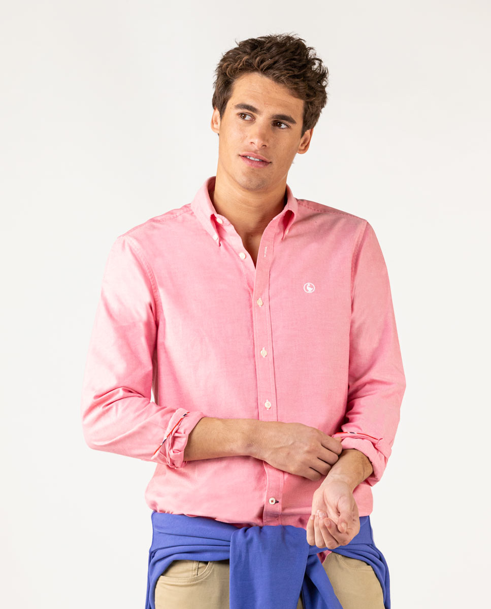 Camisa Lisa Oxford Coral