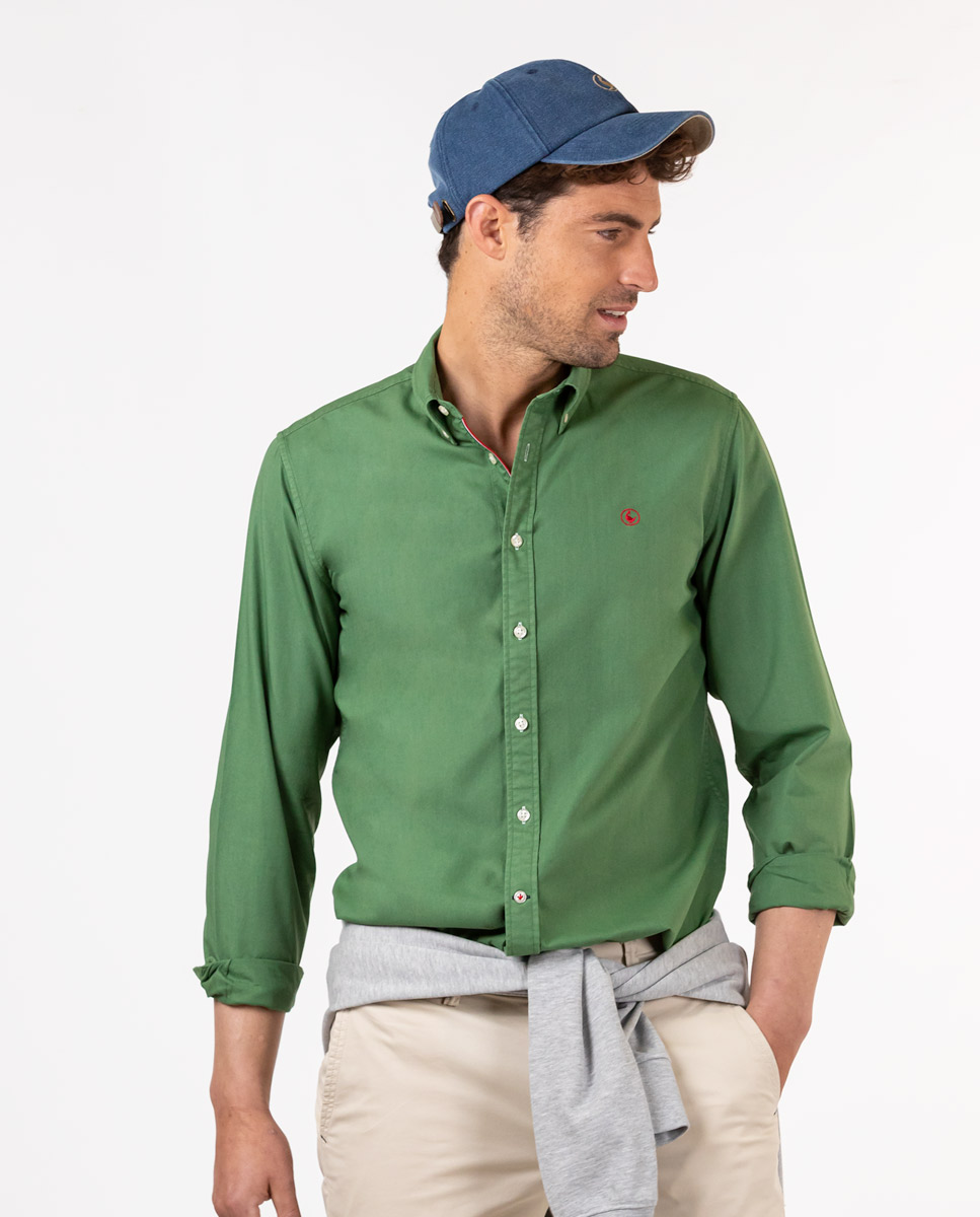 Camisa Garment Dyed Verde Botella