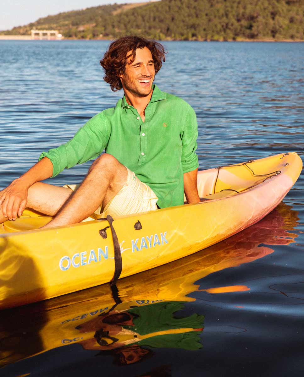 Camisa Polera lino Liso Verde