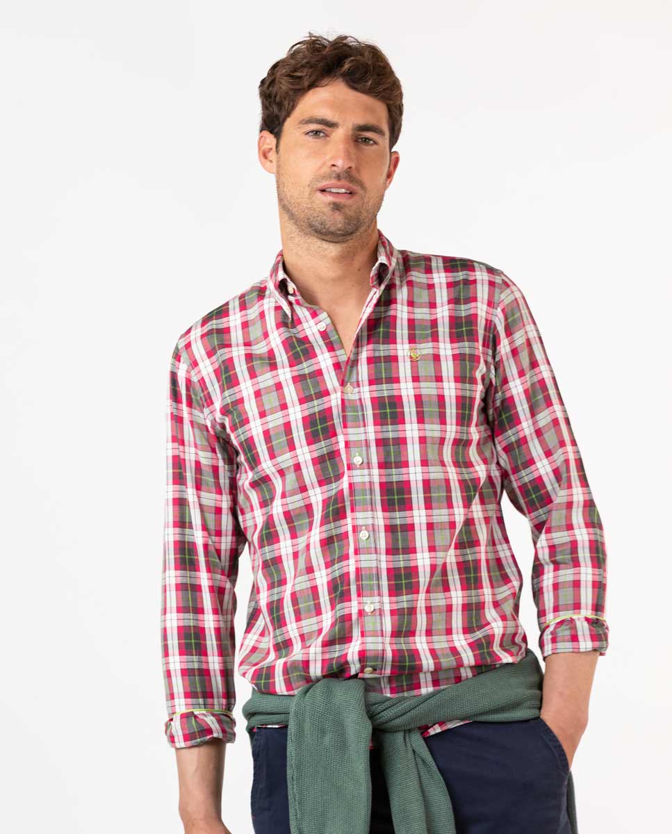 Camisa Tartán Rosa Perfil Pistacho