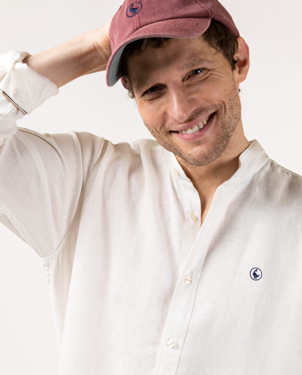 Hemd Mao-Kragen Weiß