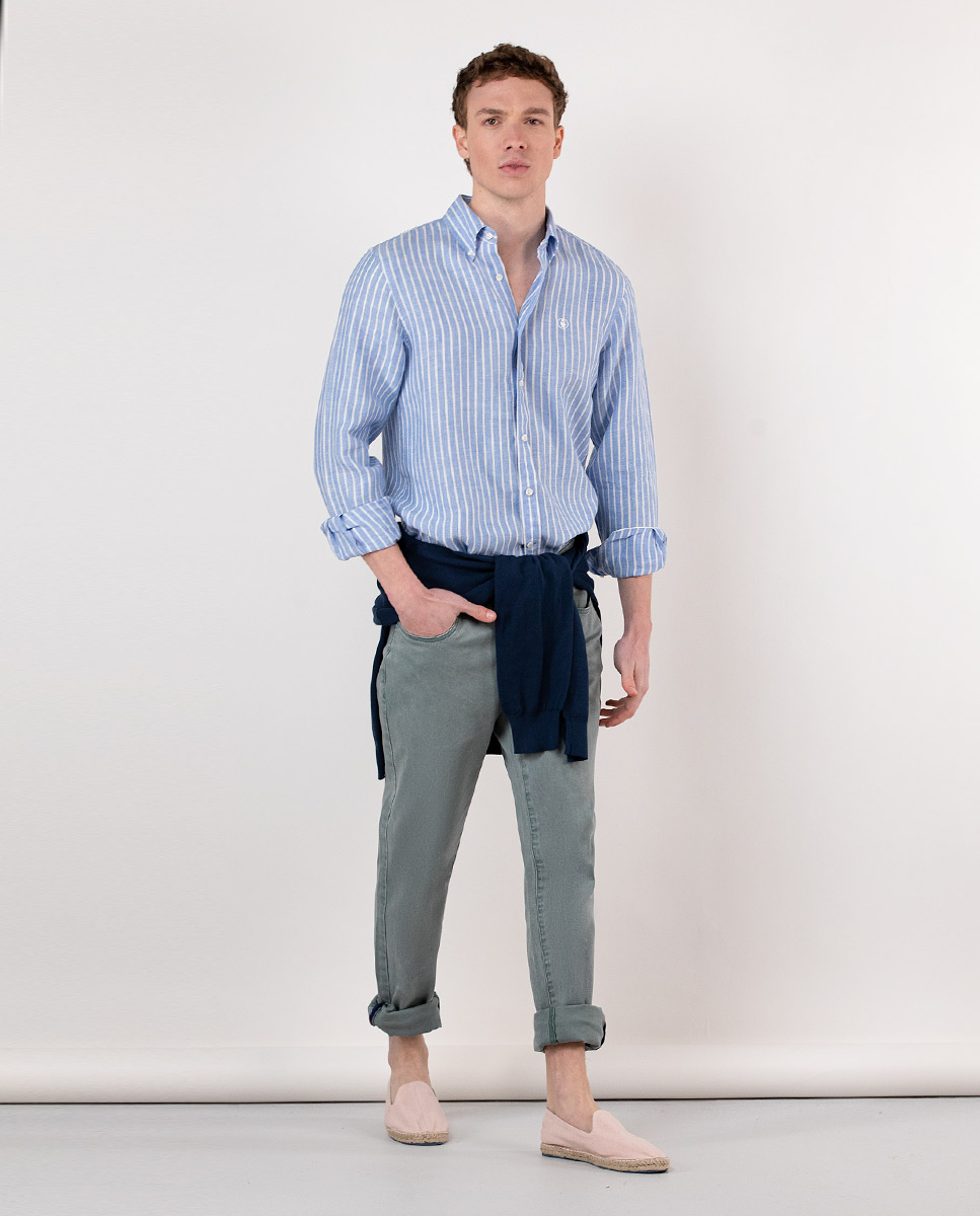 Camisa Lino Raya Butcher Azul
