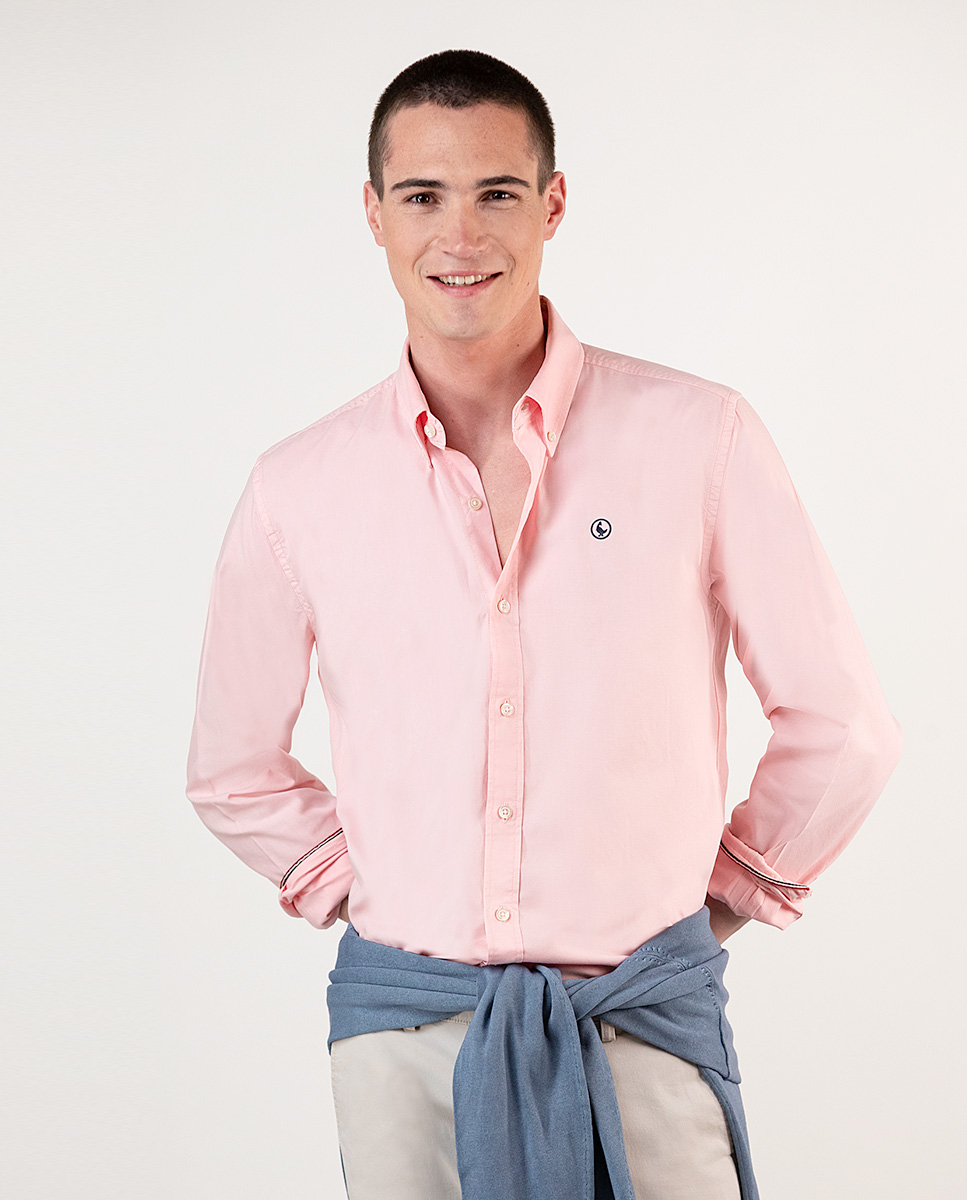 Camisa de algodão tingida de vestuário rosa