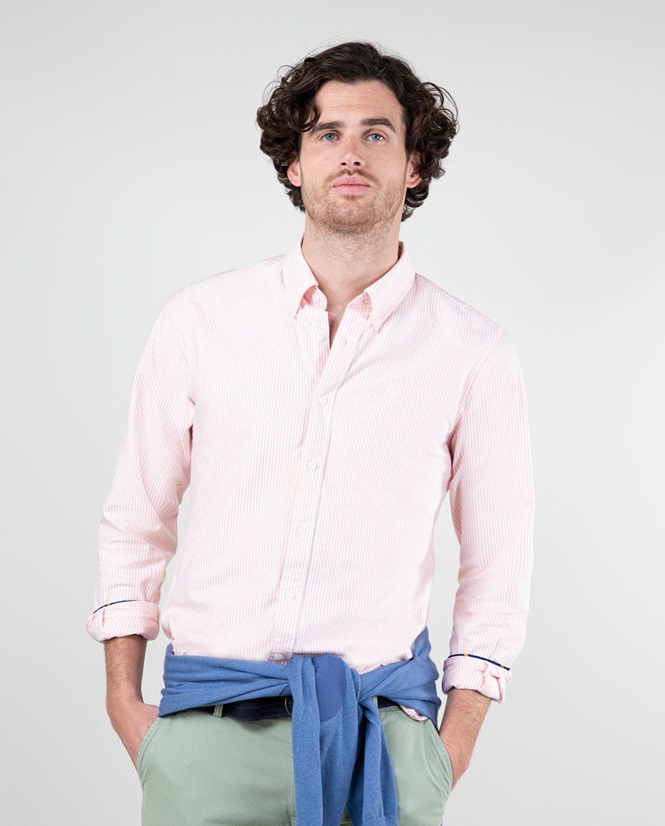 Chemise Rayure Yale Oxford Orange