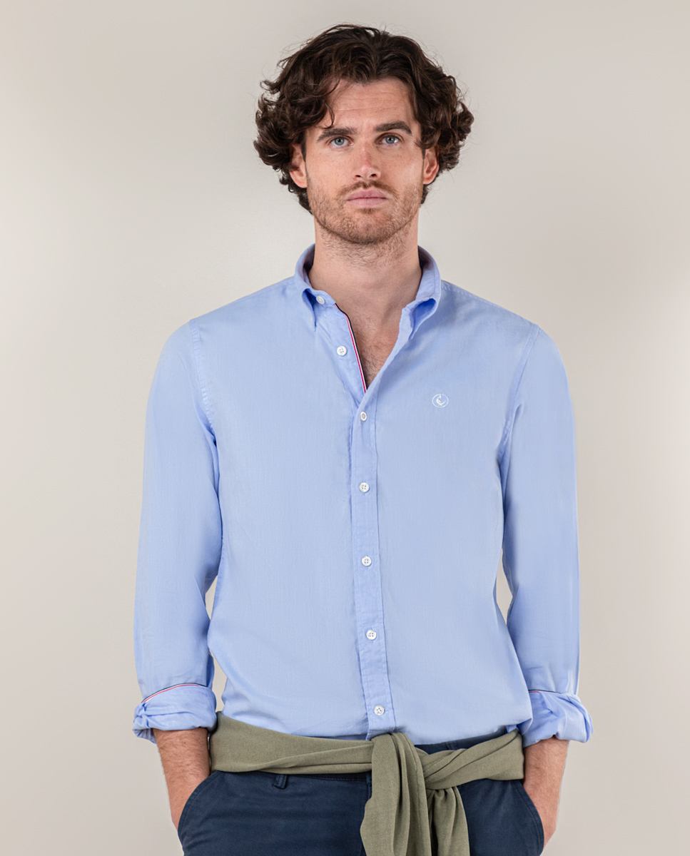 Chemise Pinpoint Oxford Bleu Ciel Drapeau Iconique