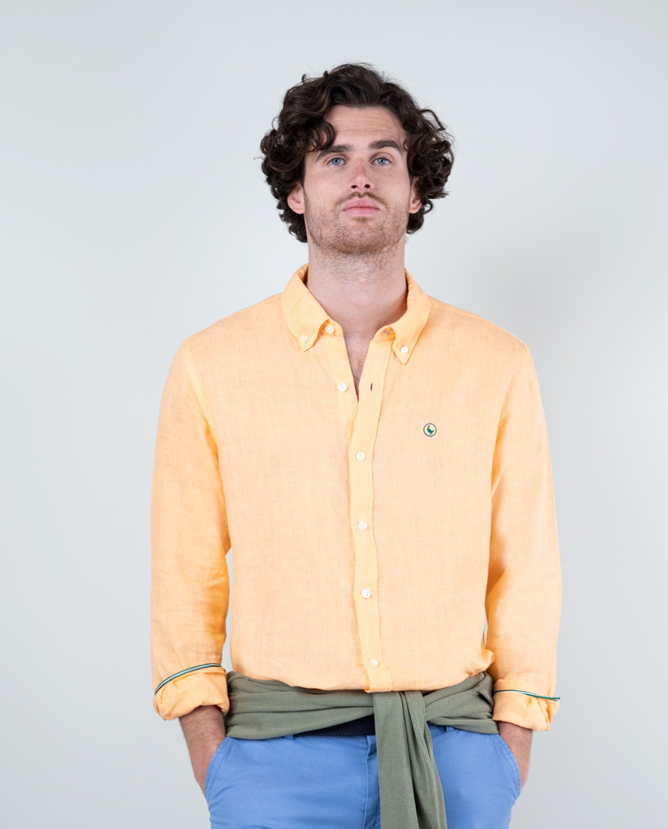 Orange Linen Shirt