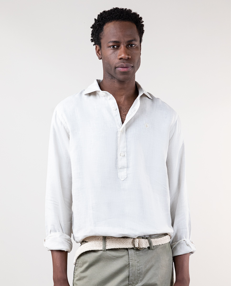 Beige Linen Popover Shirt