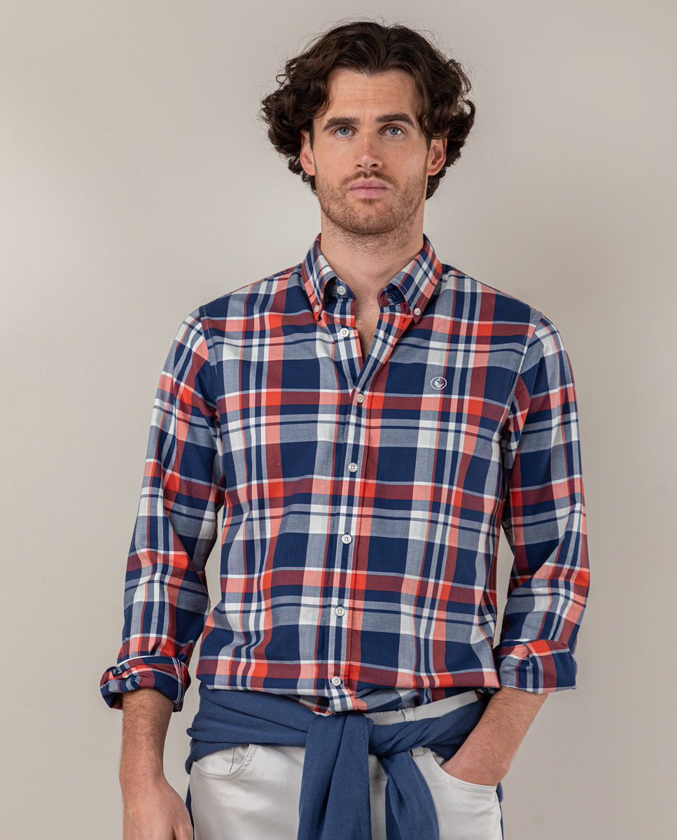 Checked Navy Red Preppy