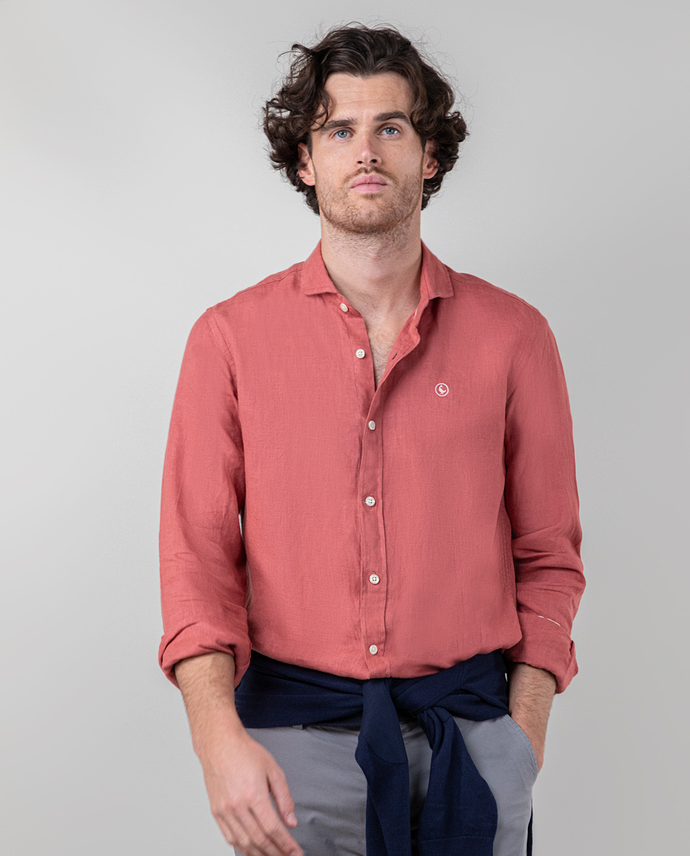 Hemd Leinen Garment Dyed Geranie