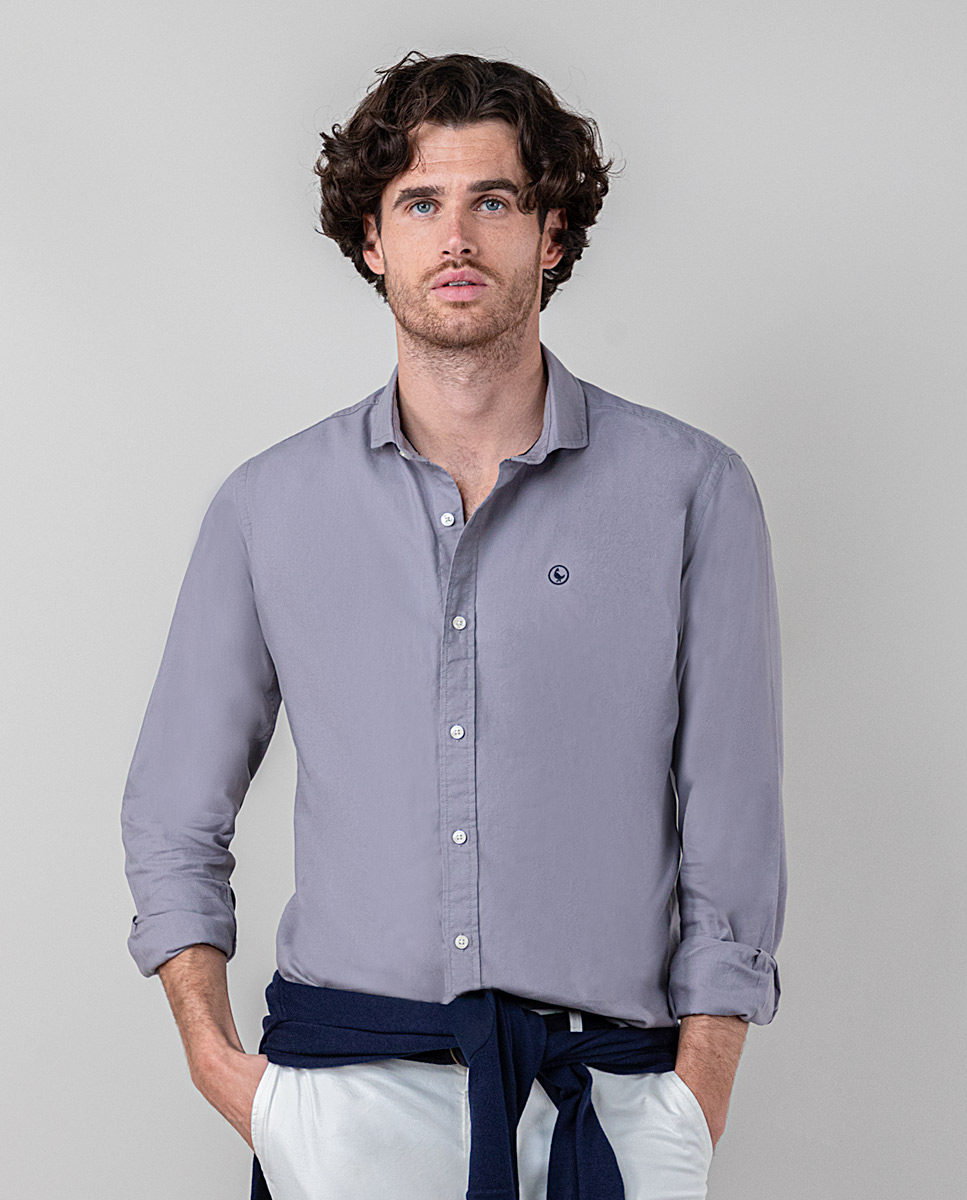 Grey Garment Dyed Cotton Shirt