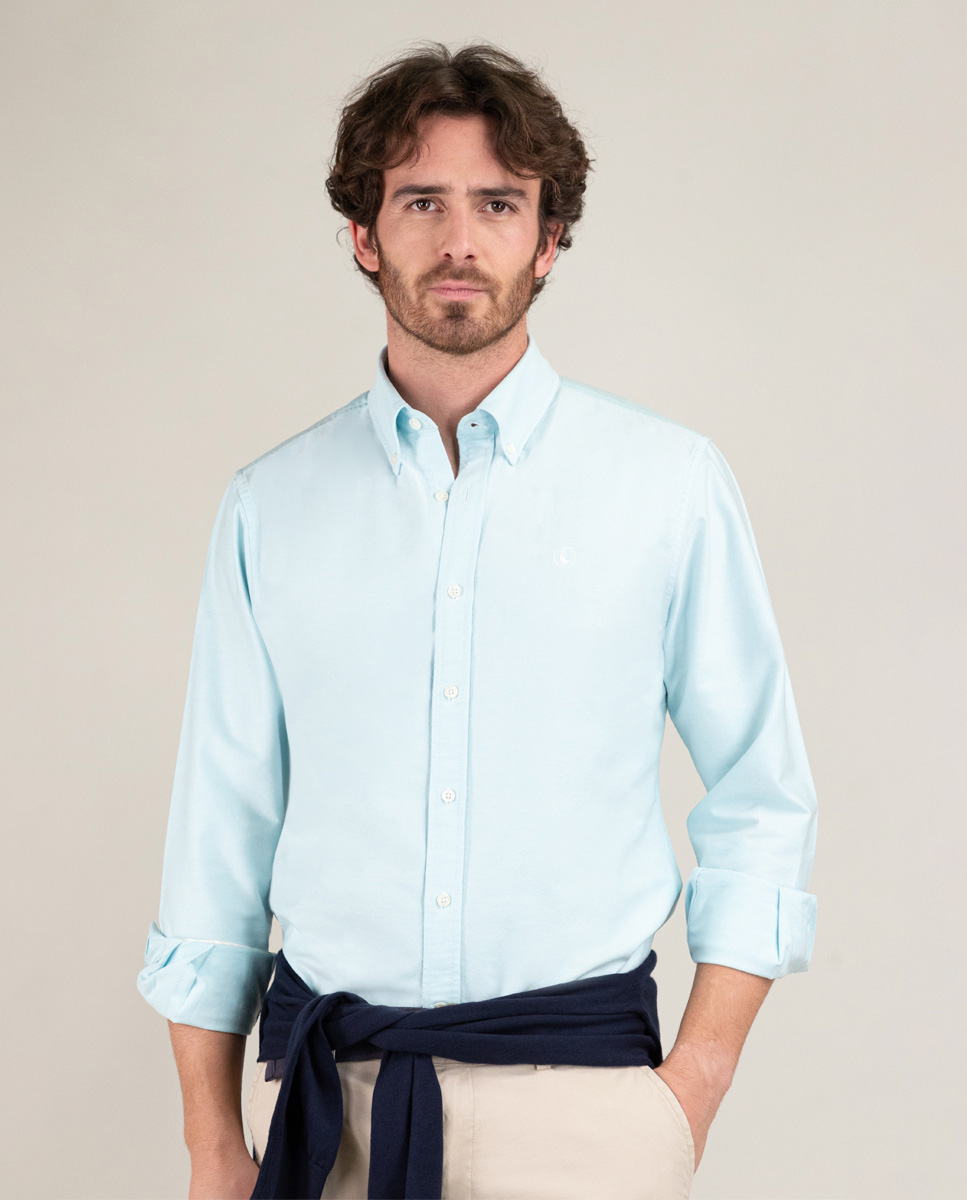 Camisa Oxford lisa azul-marinho