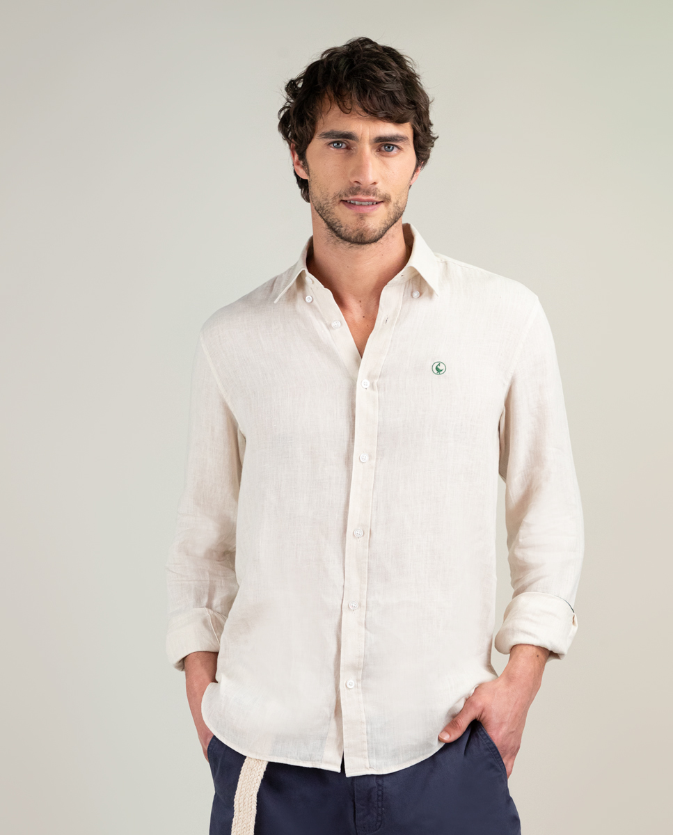Chemise Lin Teint Sur Pièce Beige
