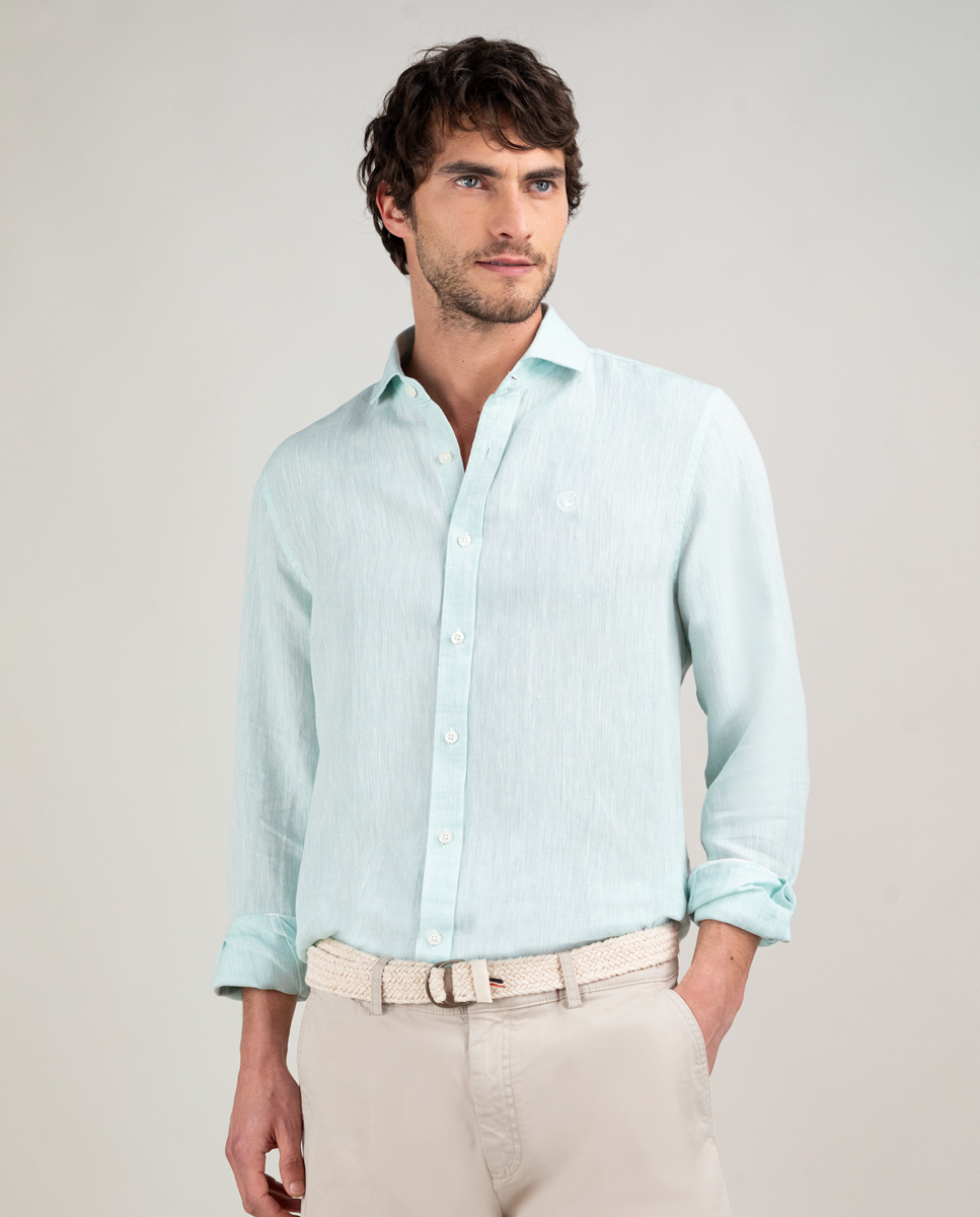 Chemise Lin Chambray Vert