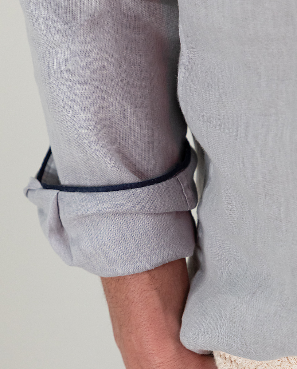 Camisa Polera Lino Gris
