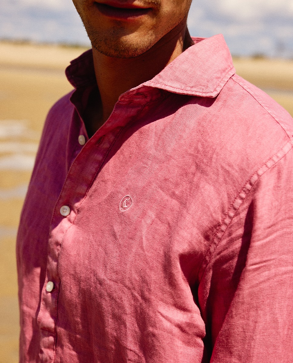 Camisa Polo de Linho Borgonha