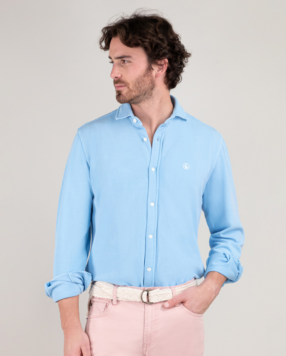 Camisa Piqué Celeste