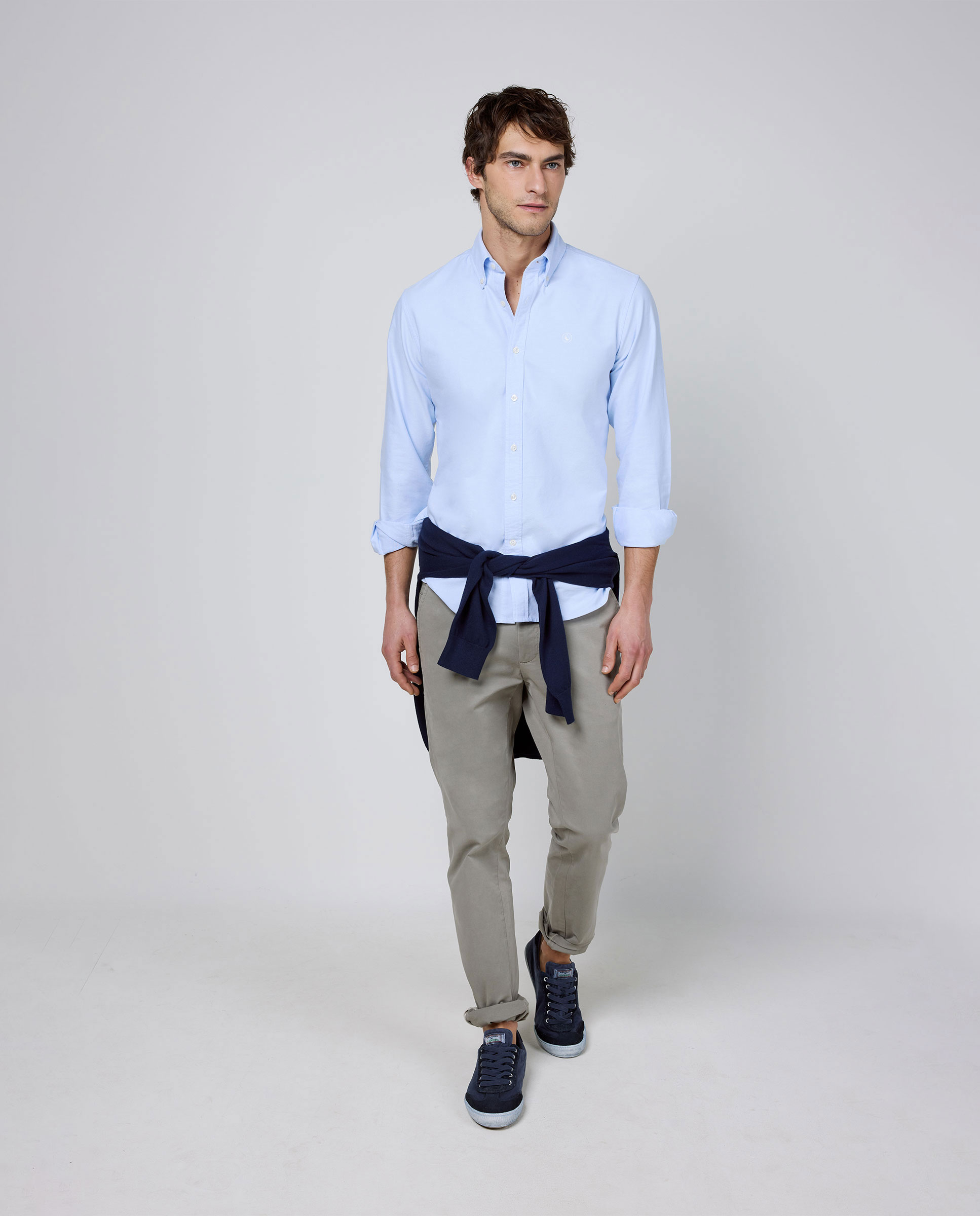 Camisa Oxford Liso Celeste