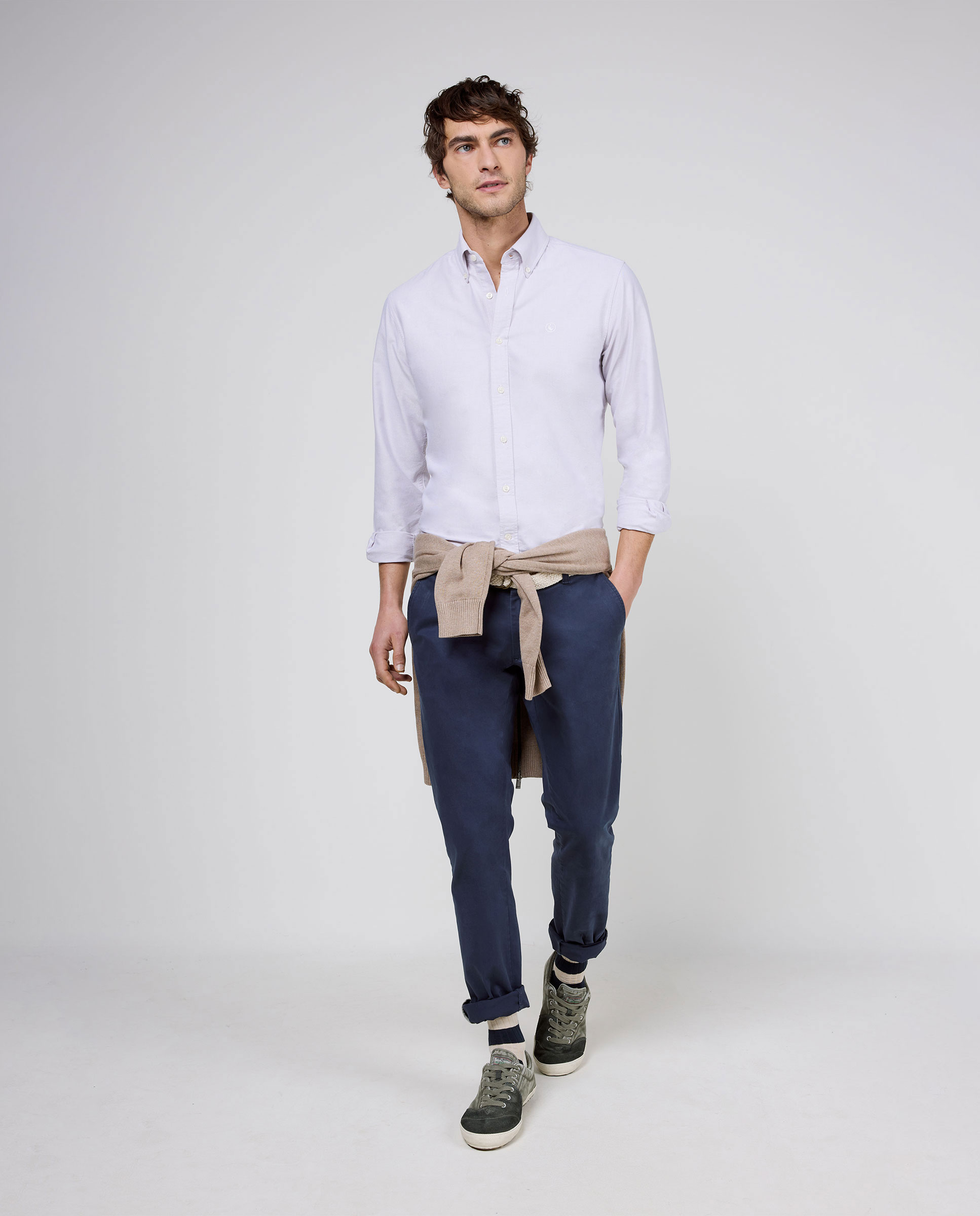 Camisa Oxford Liso Rosa Oscuro