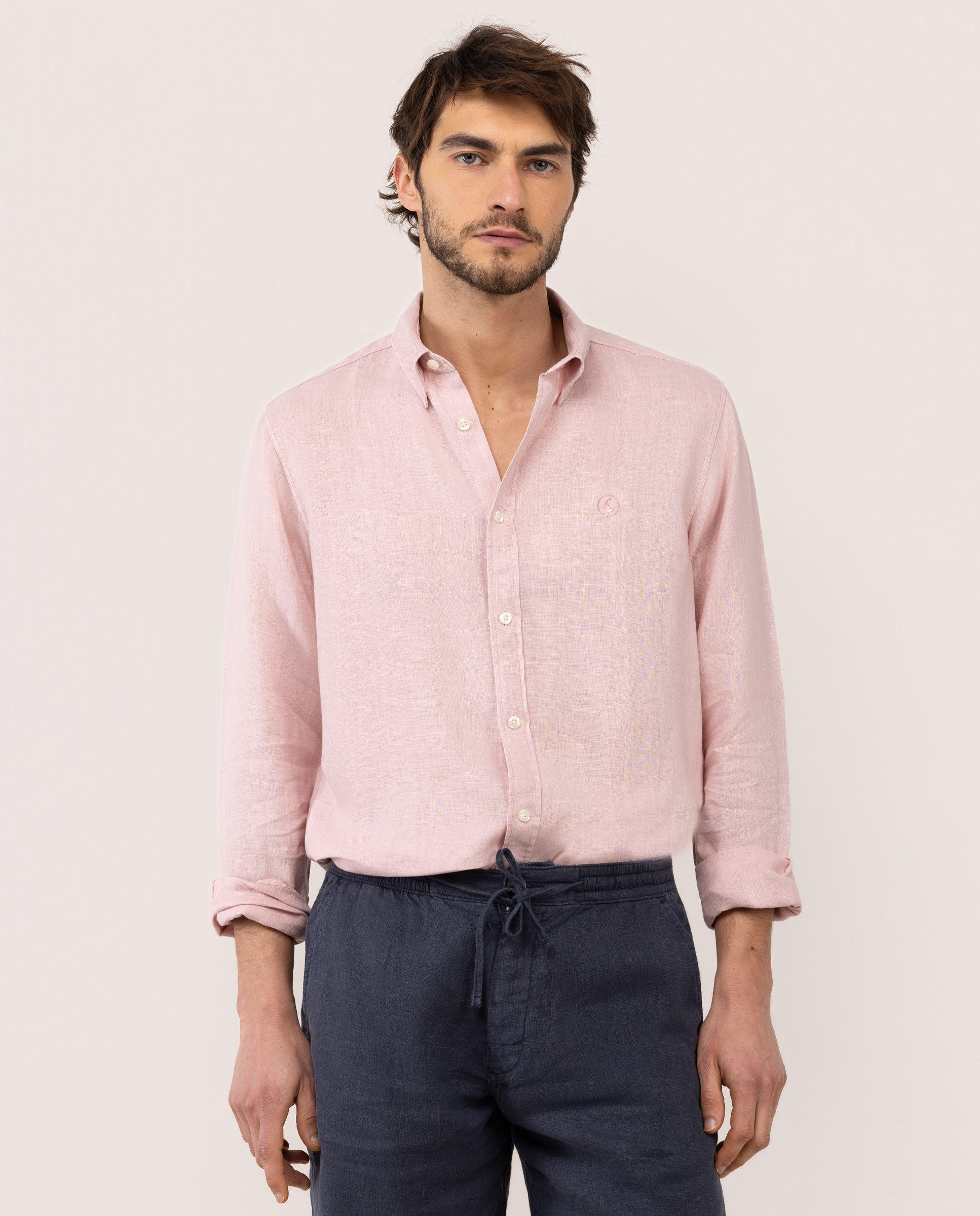 Camisa Lino Garment Dyed Button Down Rosa