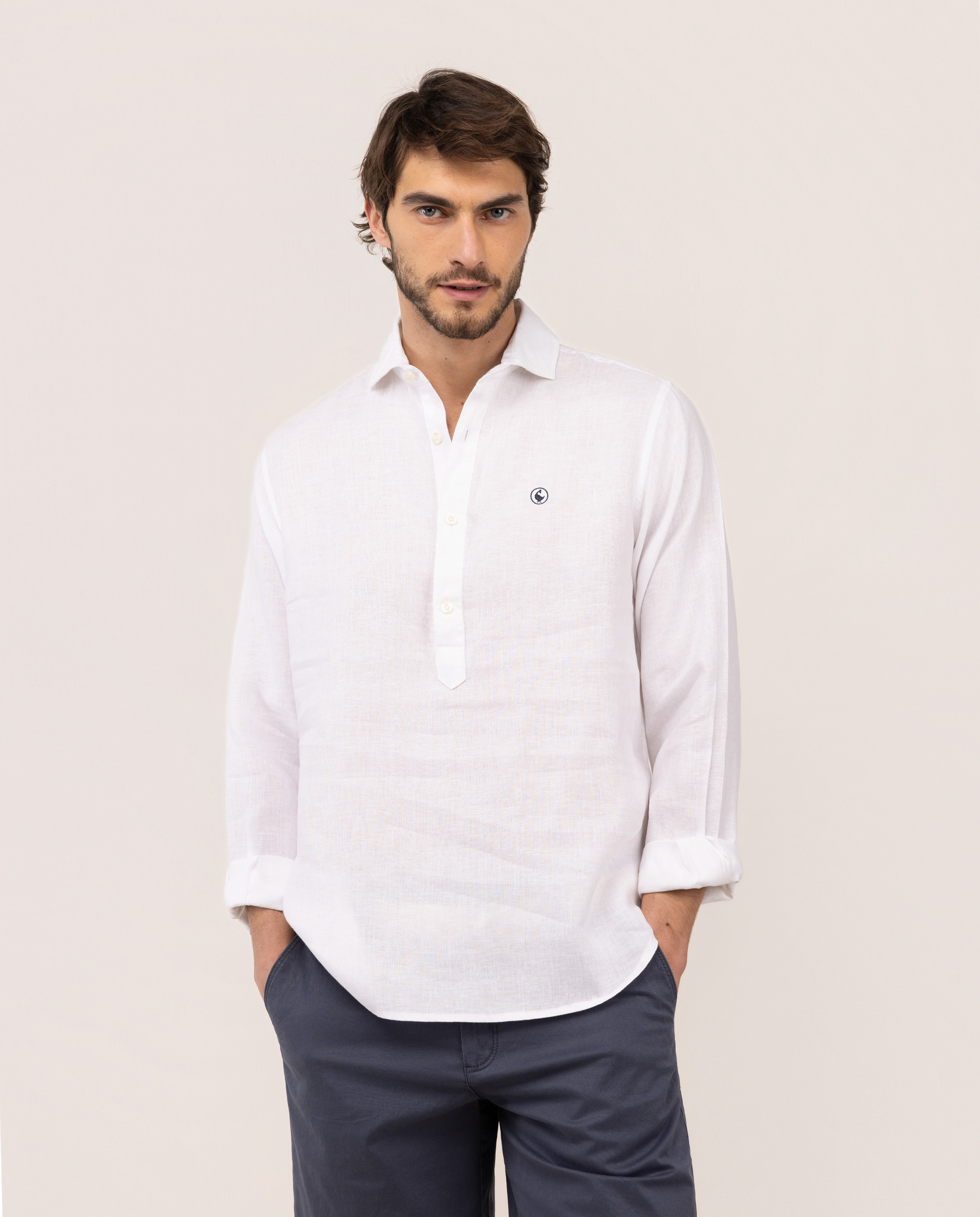 Camisa Polera Lino Blanco