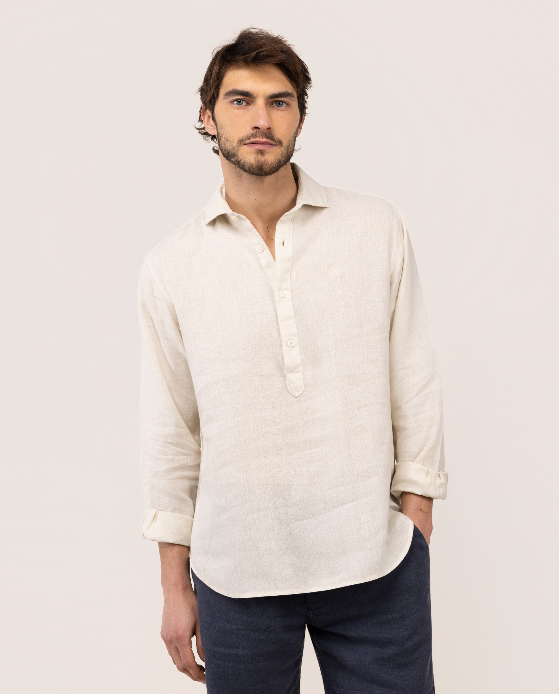 Camisa Polera Lino Beige