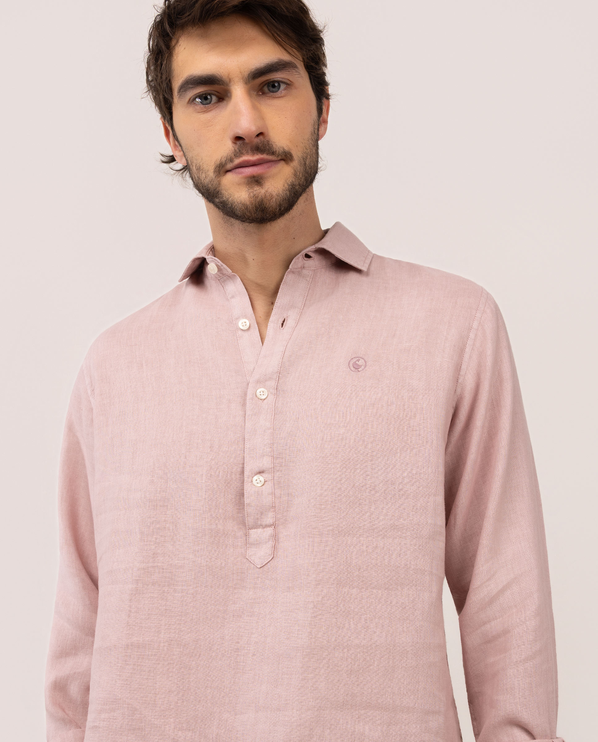 Camisa Polera Lino Rosa
