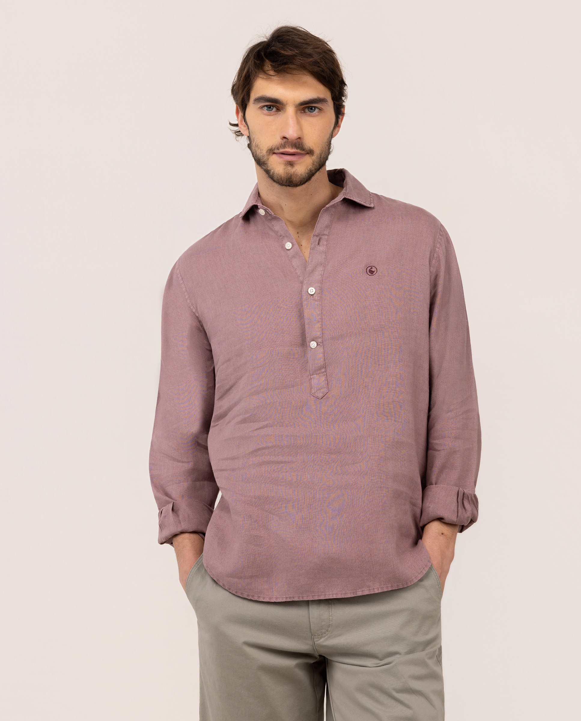 Camisa Polera Lino Granate