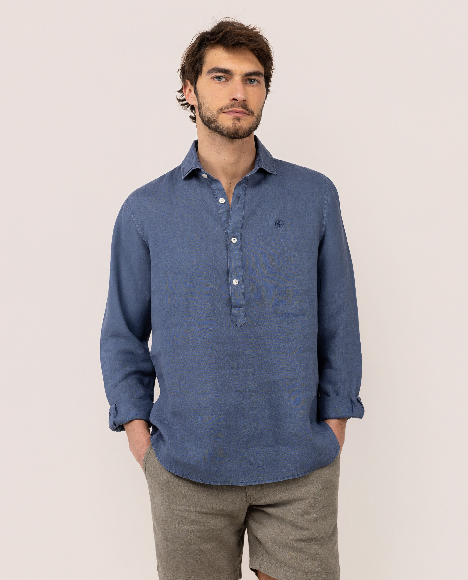 Camisa Polera Lino Marino