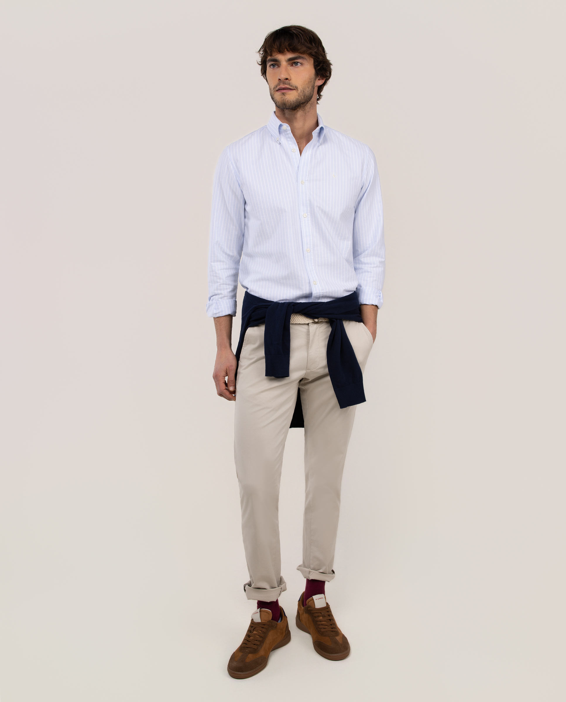 Camisa Oxford Butcher Button Down Celeste