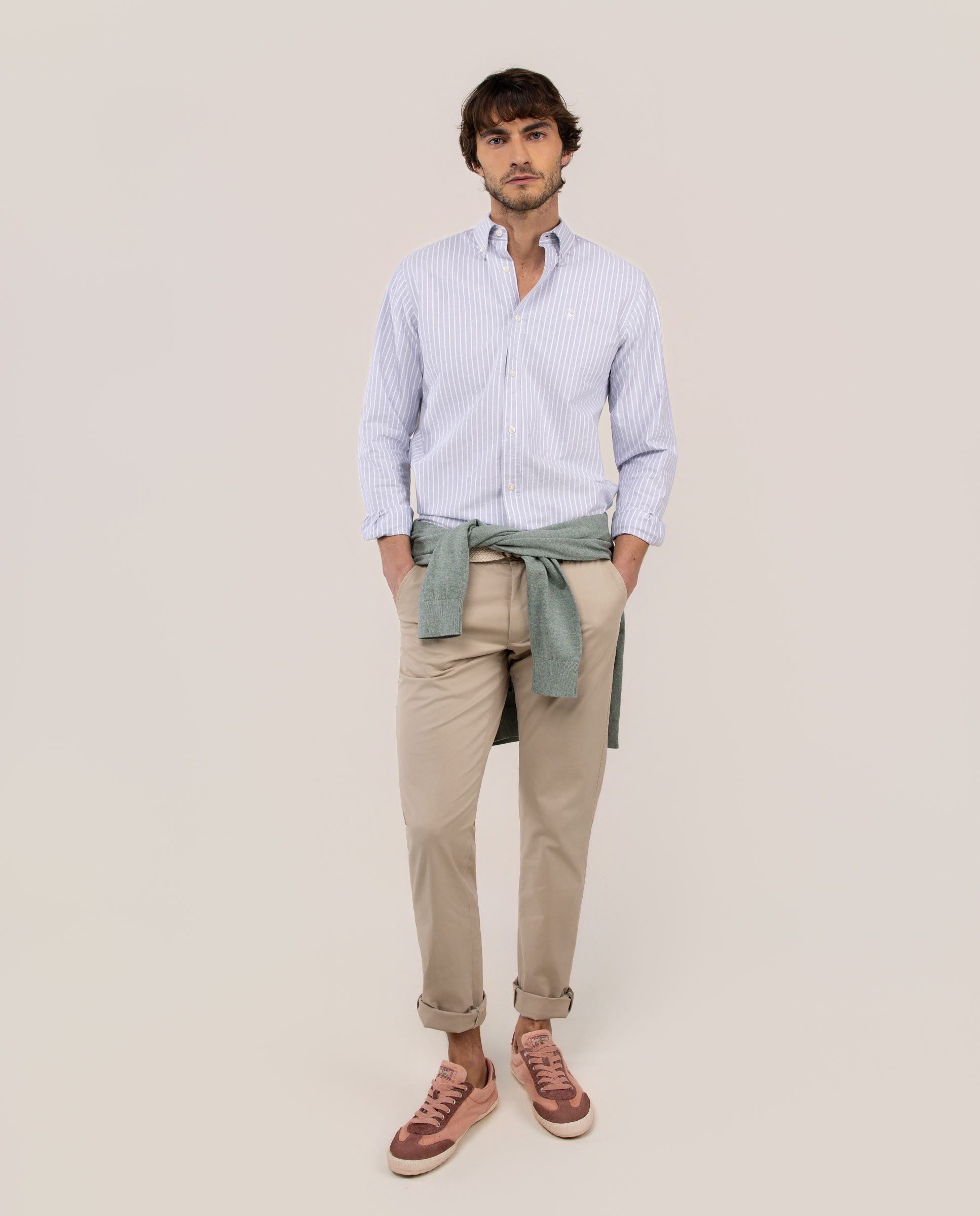 Camisa Oxford Butcher Button Down Azul Medio