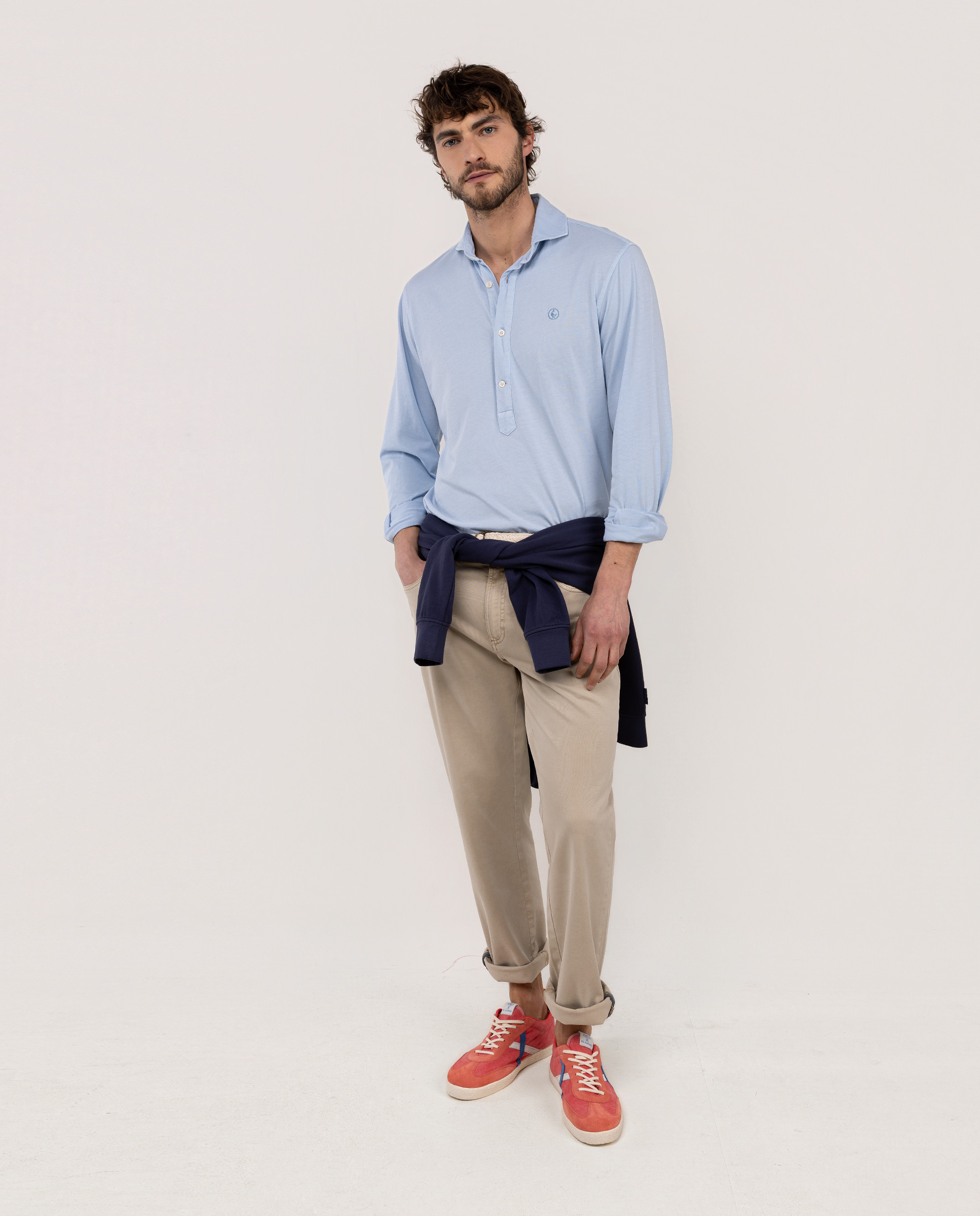 Camisa Polera Single Jersey Celeste