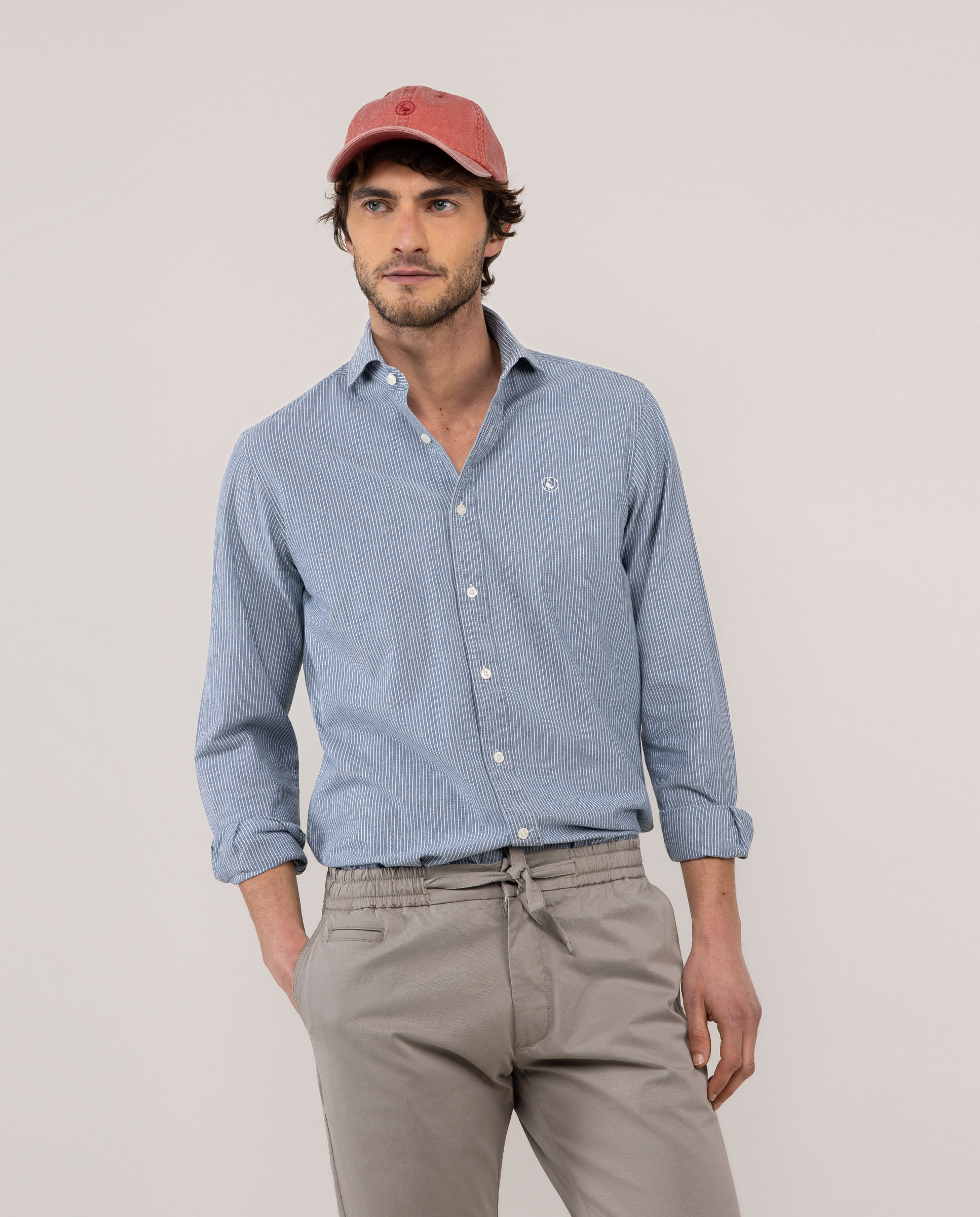 Camisa Denim Raya Bengal Fondo Azul