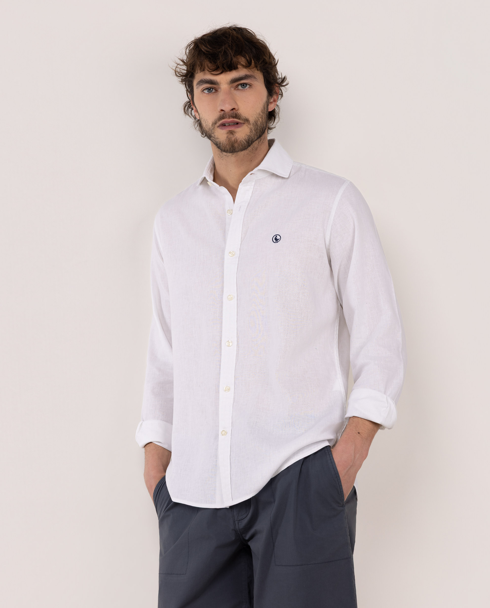 Camisa Algodón Lino Blanco