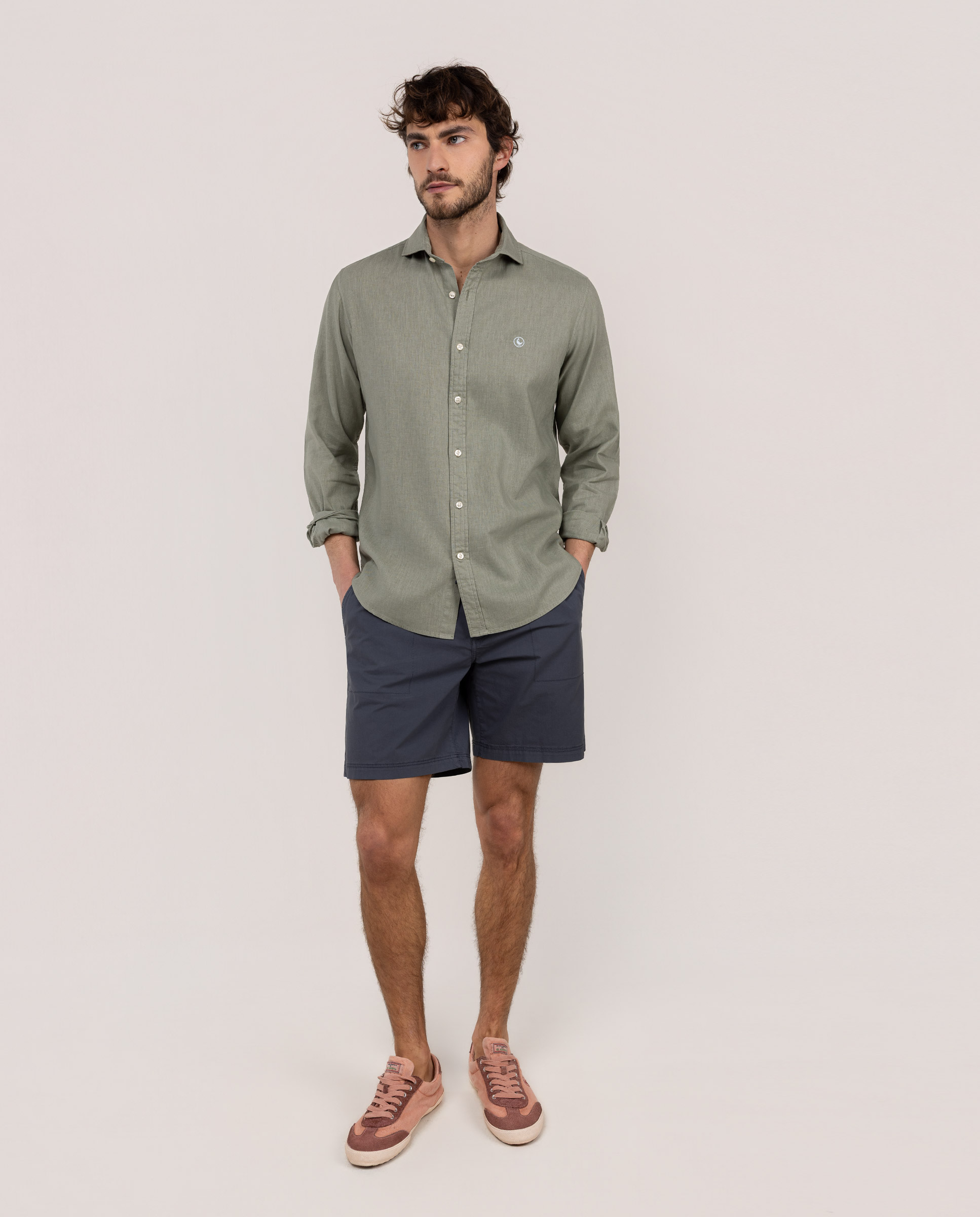 Camisa Algodón Lino Verde