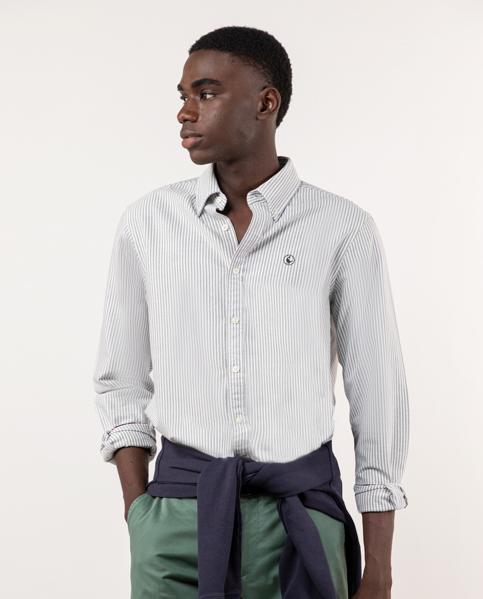Chemise Rayure Yale Oxford Grise