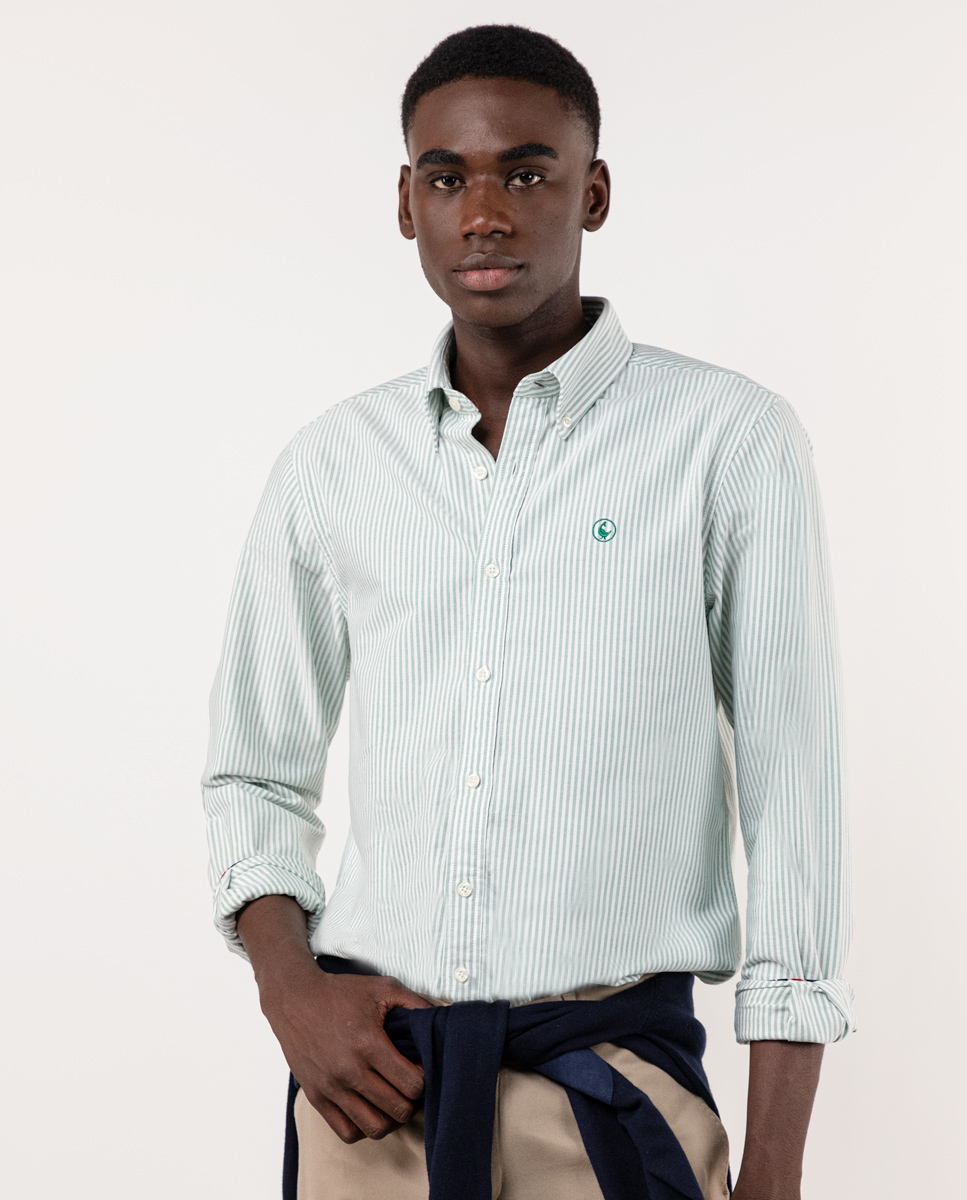 Green Yale Stripe Oxford Shirt