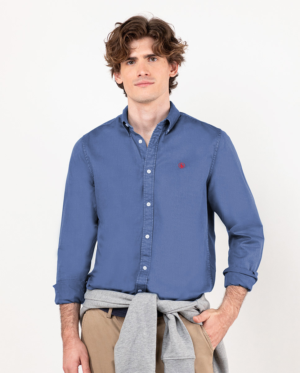 Camisa Twill Garment Dyed Azul Klein