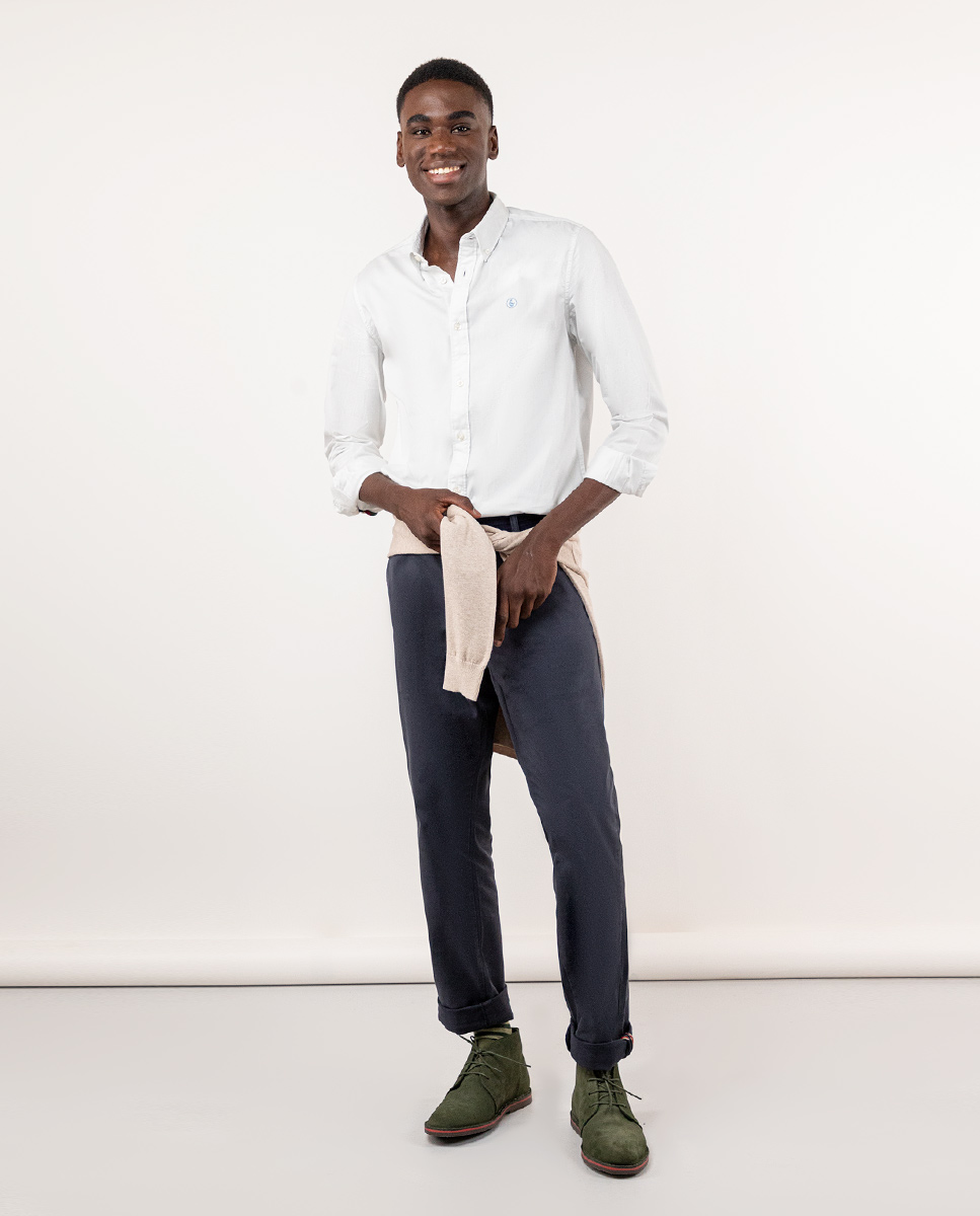 Camisa Twill Garment Dyed Blanca
