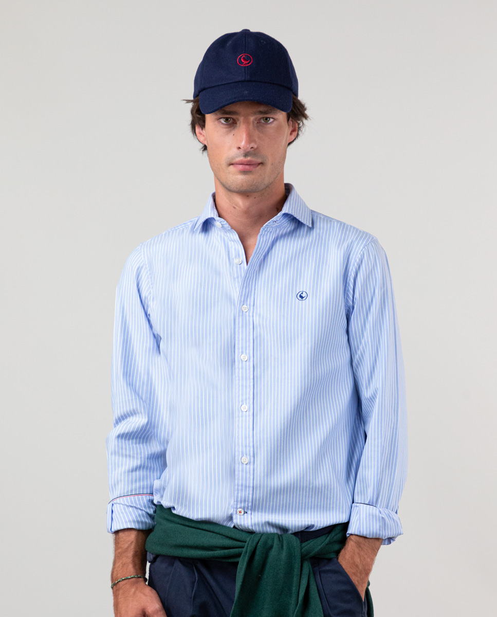 Chemise Rayure Butcher Fond Bleu Ciel