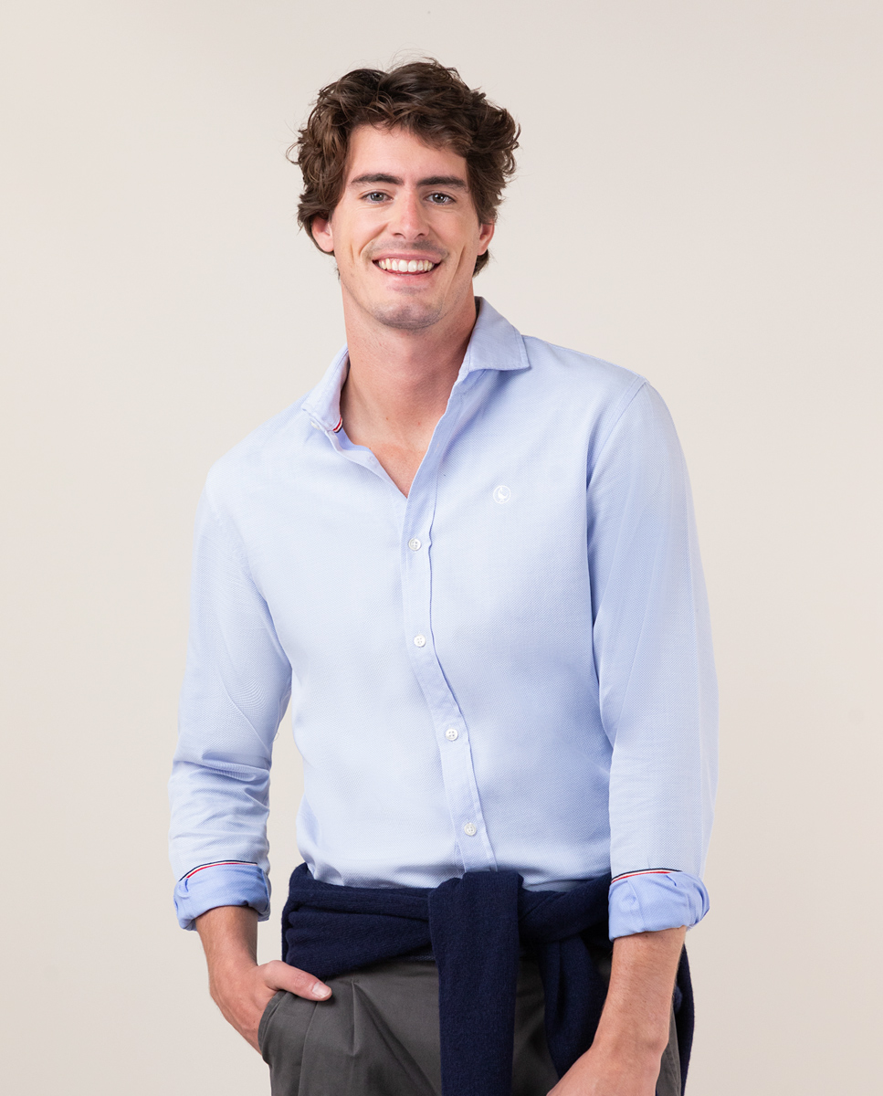 Chemises Nid D’Abeille Bleu Ciel