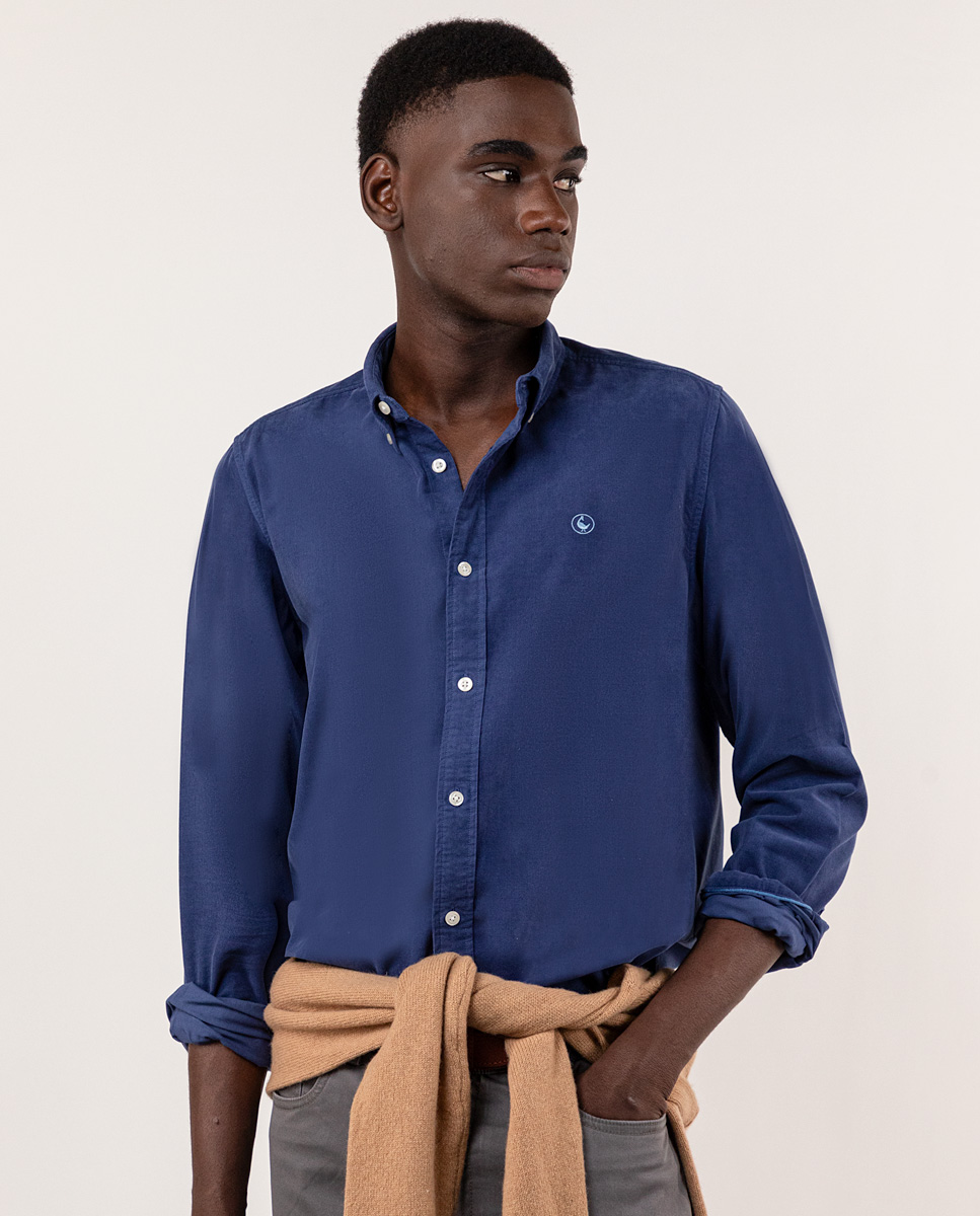 Chemise Microvelours Teinte Sur Pièce Marine
