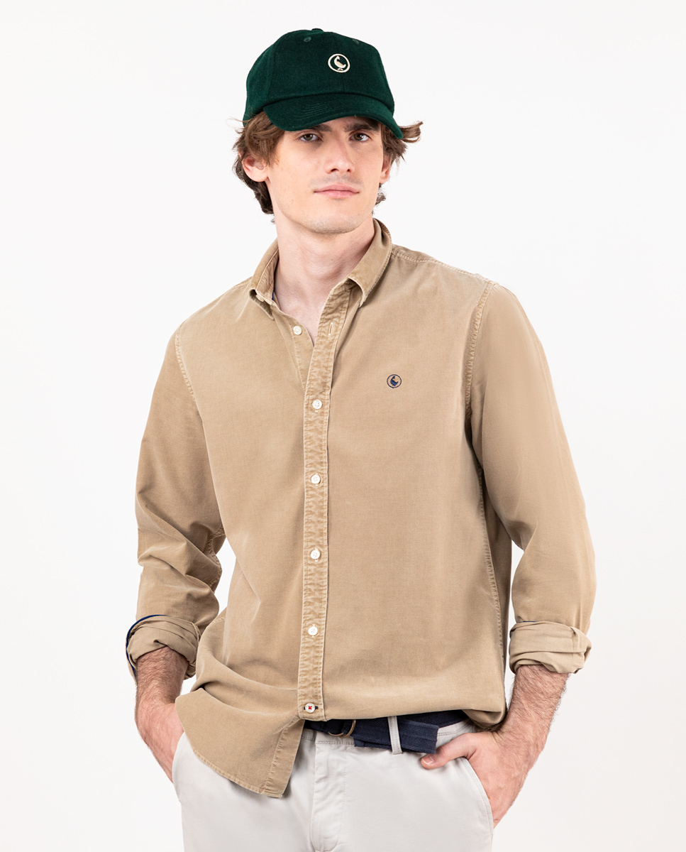 Chemise Microvelours Teinte Sur Pièce Beige