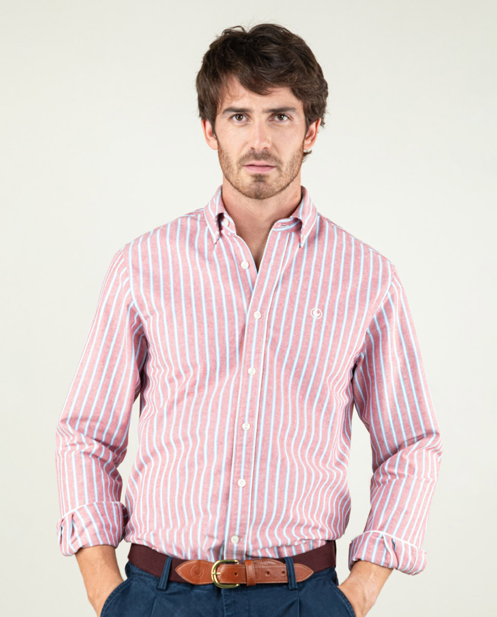 Camisa Oxford Rojo Perfil Azul
