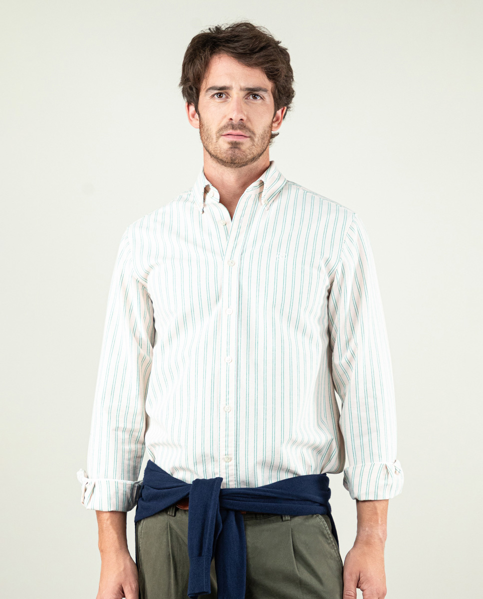 Chemise Oxford Rose Liseré Vert