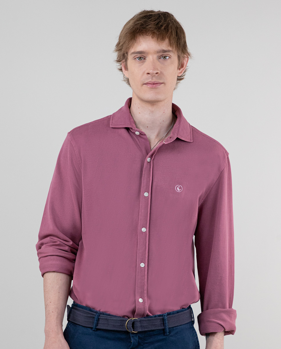 Camisa Punto Piqué Garment Dyed Burdeos