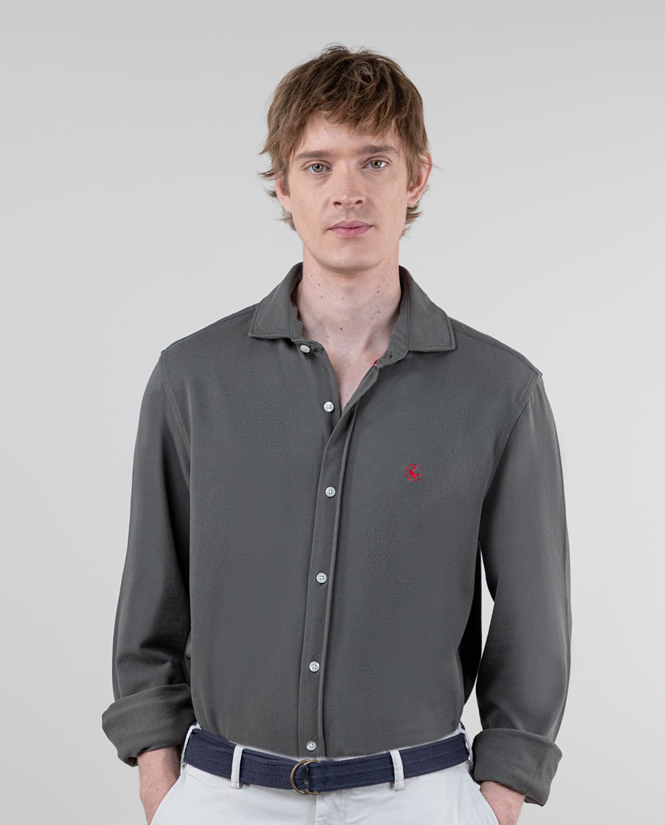 Camisa Punto Piqué Garment Dyed Verde