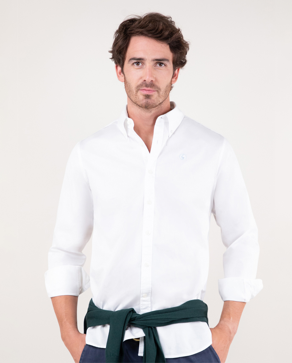 Camisa Twill Garment Dyed Blanco Outlet