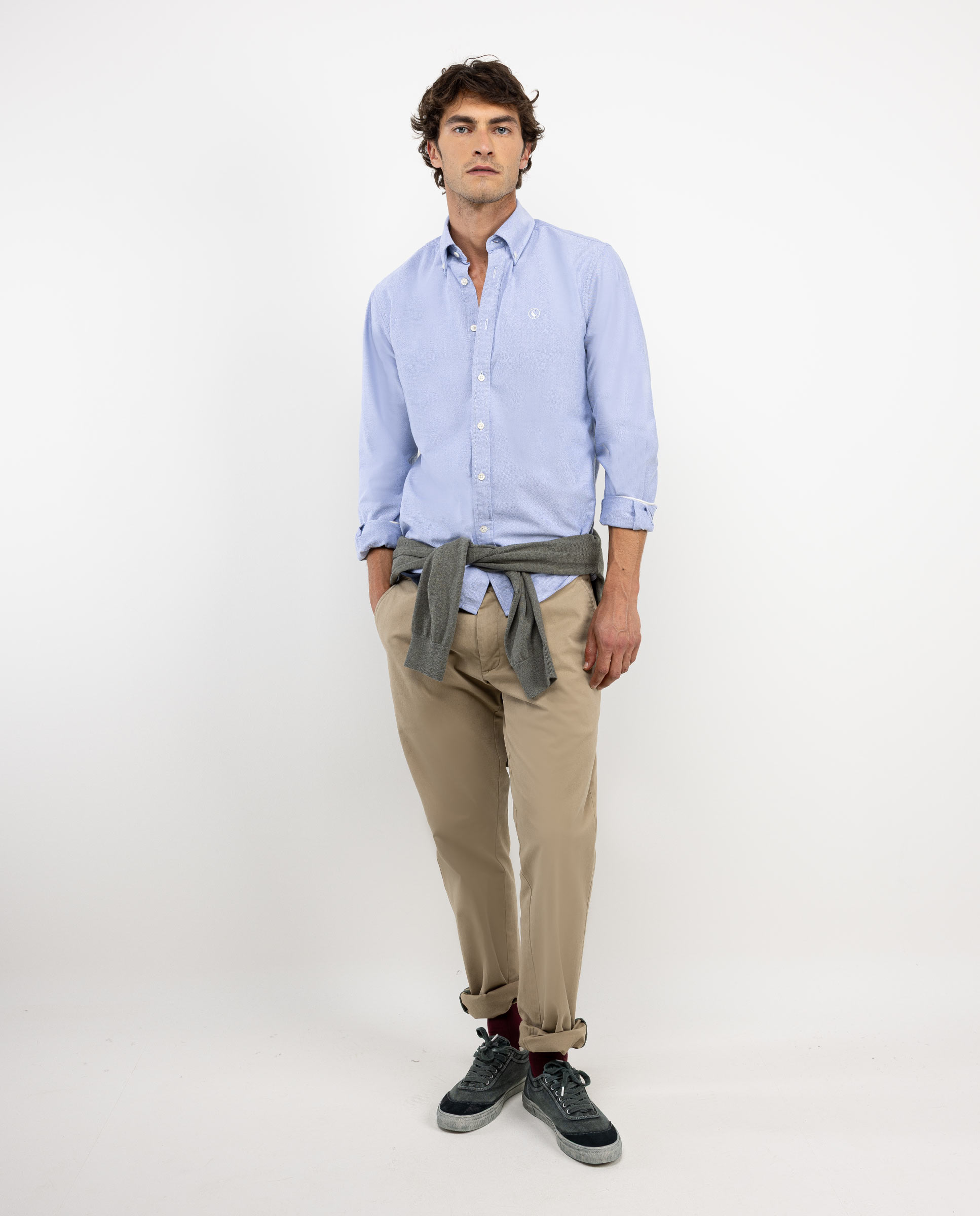 Navy Solid-Coloured Oxford Shirt