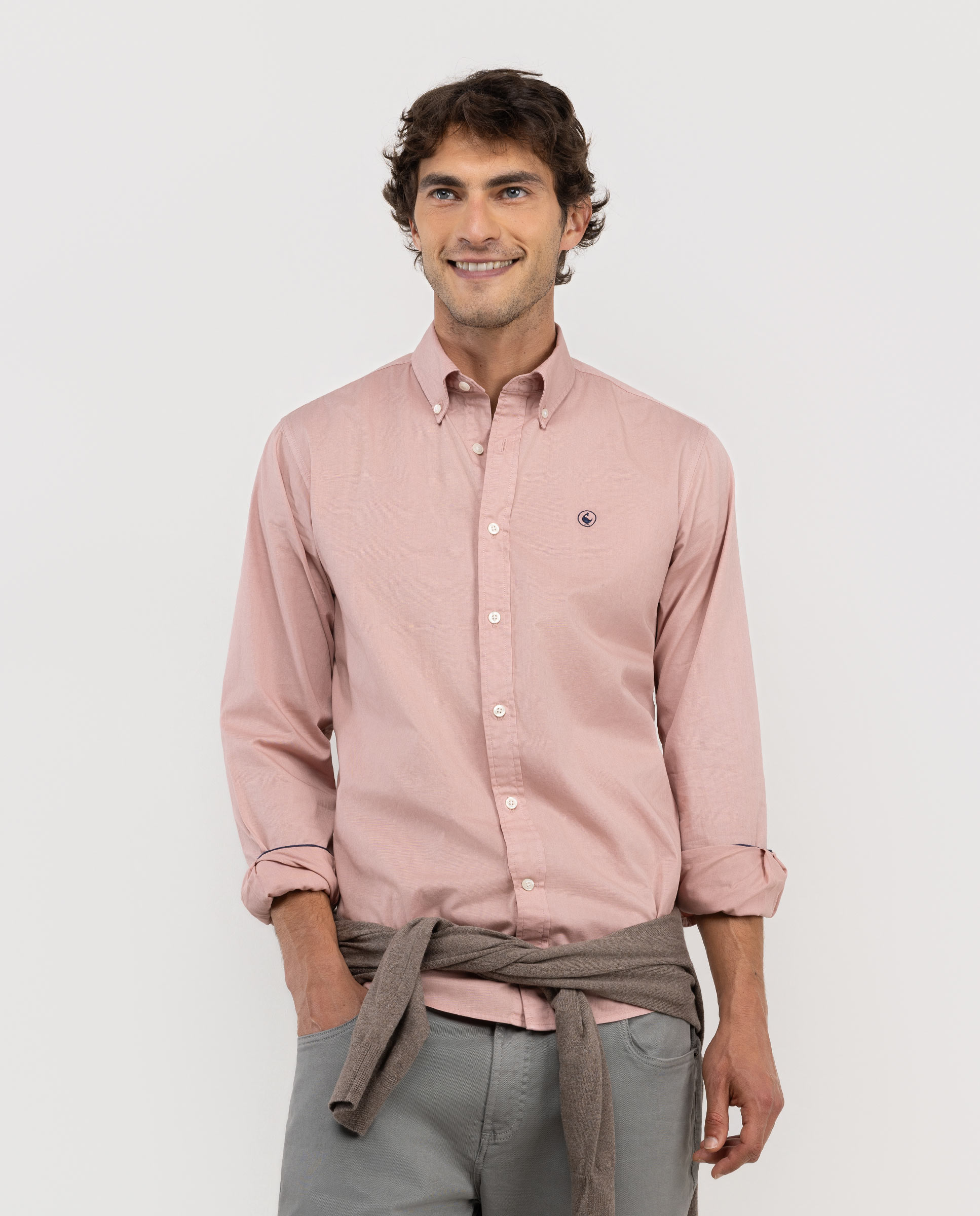 Camisa de algodão tingida rosa